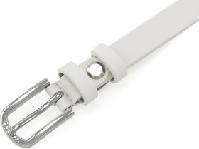 Тонкий женский ремешок из натуральной кожи белого цвета REMAR (15126)