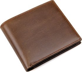 Практичное мужское портмоне из натуральной кожи коричневого цвета без застежки Vintage (2414428)