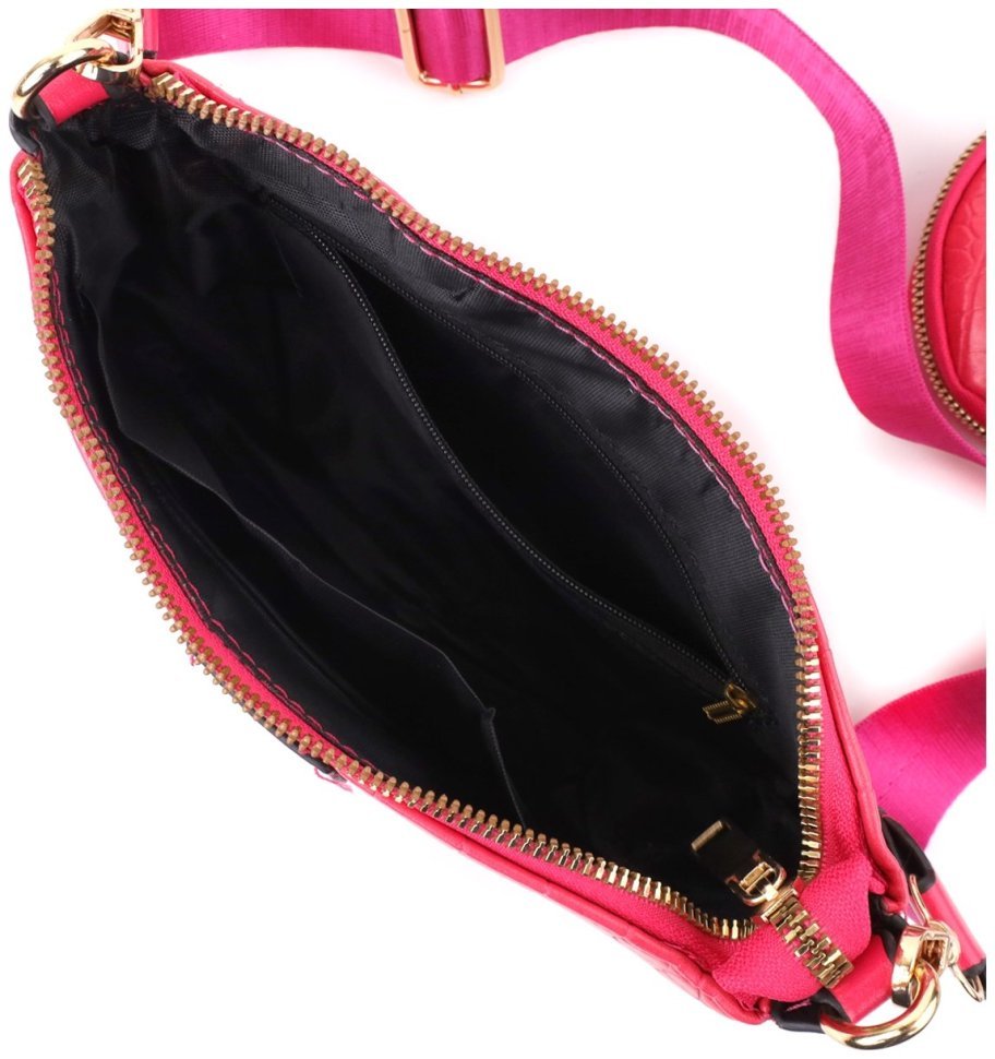 Повседневная женская сумка-клатч из кожзама со съёмной монетницей и текстильным ремешком Vintage розового цвета 96935 modnotak фото №6