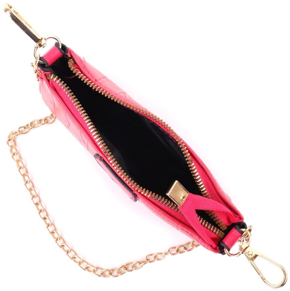 Повседневная женская сумка-клатч из кожзама со съёмной монетницей и текстильным ремешком Vintage розового цвета 96935 modnotak фото №7