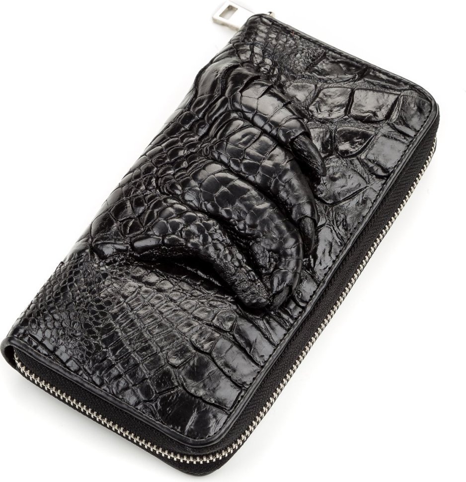 Мужской кошелек-клатч из черной кожи крокодила CROCODILE LEATHER (024-18172)
