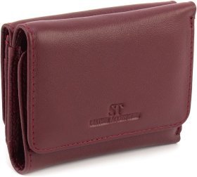 Невеликий жіночий шкіряний гаманець бордового кольору на кнопці ST Leather 1767235