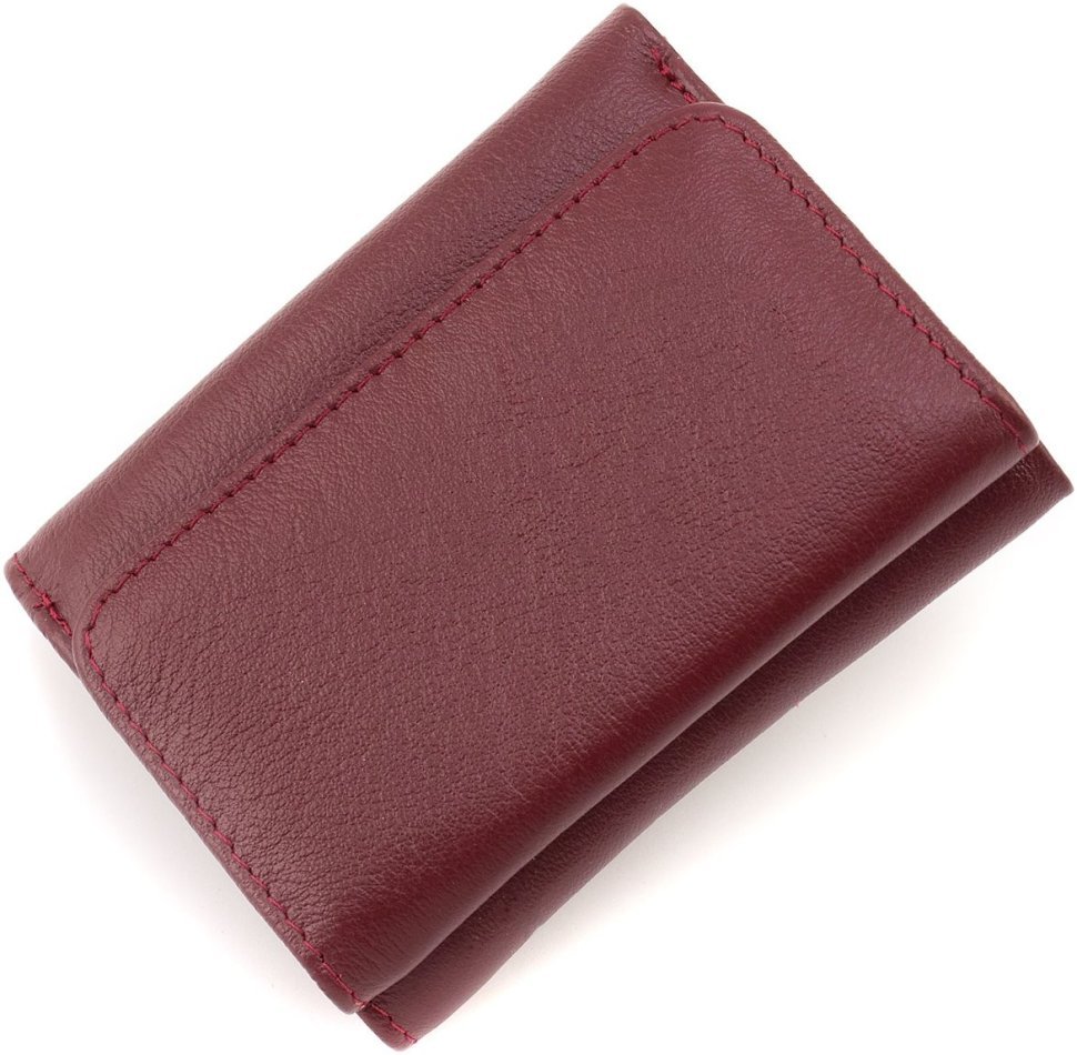 Небольшой женский кожаный кошелек бордового цвета на кнопке ST Leather 1767235