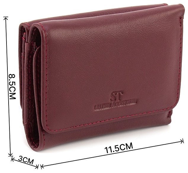 Невеликий жіночий шкіряний гаманець бордового кольору на кнопці ST Leather 1767235 modnotak фото №3