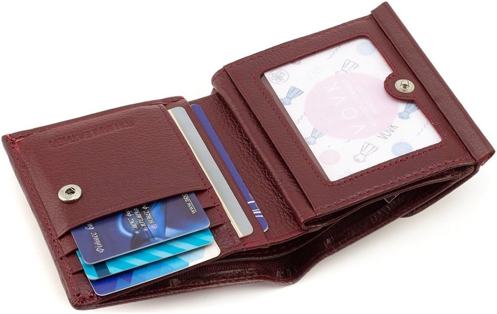 Кожаный бордовый женский кошелек с монетницей ST Leather 1767335