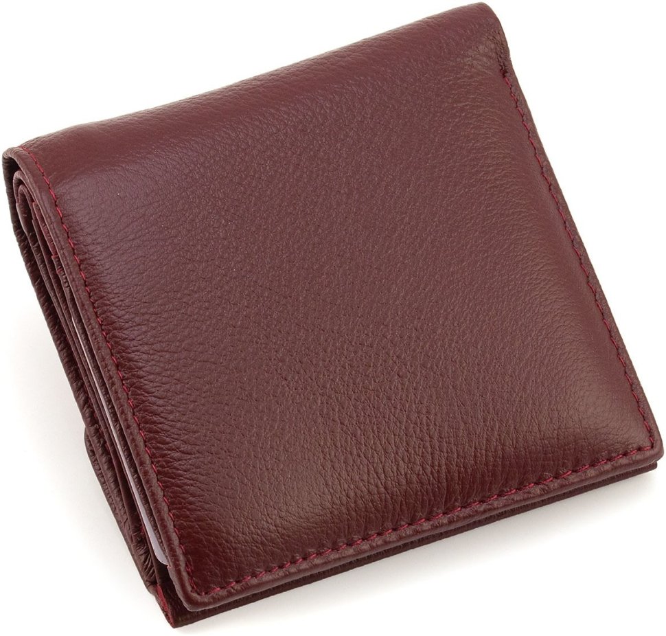 Шкіряний бордовий жіночий гаманець з монетницею ST Leather 1767335