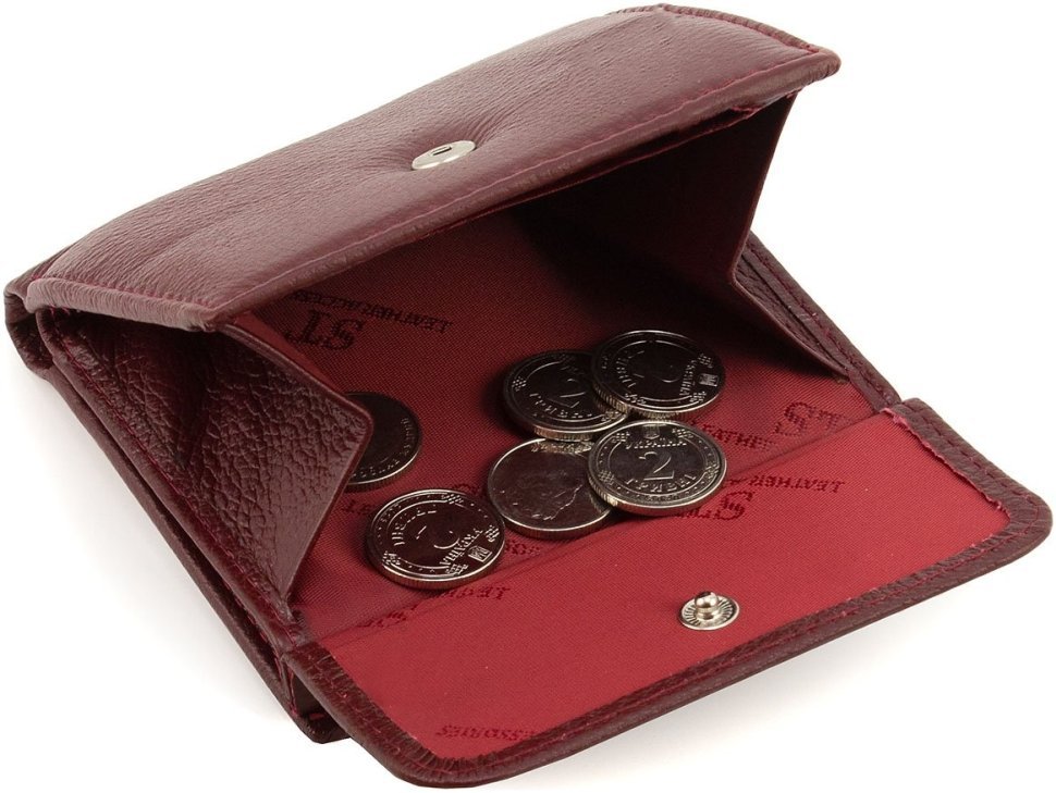 Кожаный бордовый женский кошелек с монетницей ST Leather 1767335