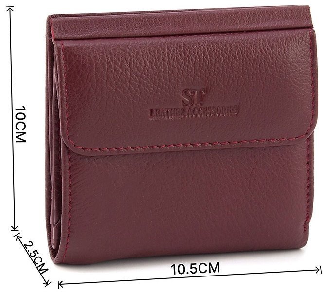 Шкіряний бордовий жіночий гаманець з монетницею ST Leather 1767335 modnotak фото №3
