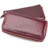 Бордовий лаковий гаманець на дві блискавки ST Leather (16313) - 4