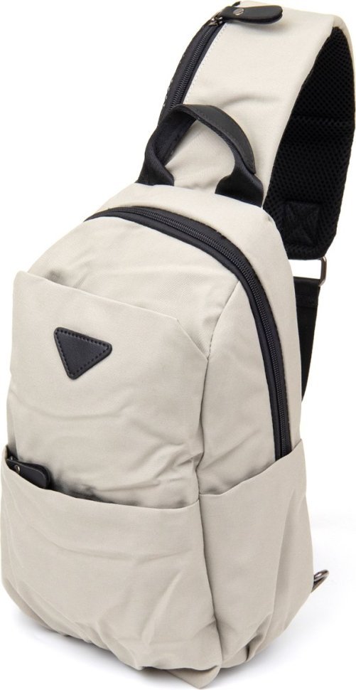 Світло-сіра чоловіча сумка-слінг з нейлону на блискавки Vintage (20631)