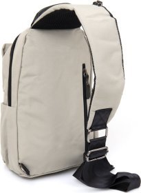 Світло-сіра чоловіча сумка-слінг з нейлону на блискавки Vintage (20631)