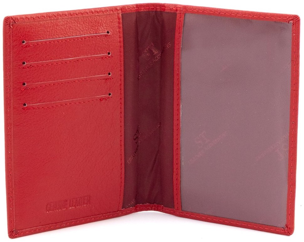 Женская кожаная обложка для паспорта и отделениями для карточек ST Leather 97735 красная modnotak фото №2