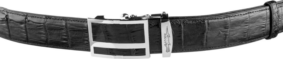 Ремень-автомат из натуральной кожи крокодила черного цвета CROCODILE LEATHER (024-18247) modnotak фото №2