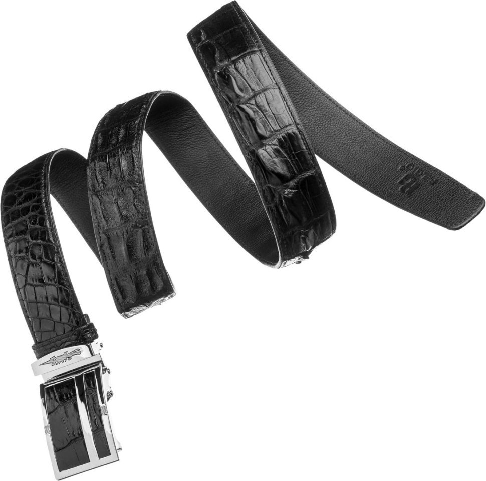 Ремень-автомат из натуральной кожи крокодила черного цвета CROCODILE LEATHER (024-18247) modnotak фото №3