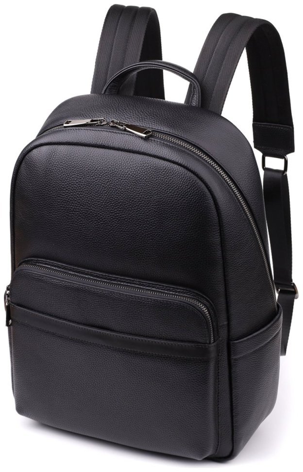 Городской мужской рюкзак из натуральной фактурной кожи черного цвета Vintage 97835 modnotak фото №1