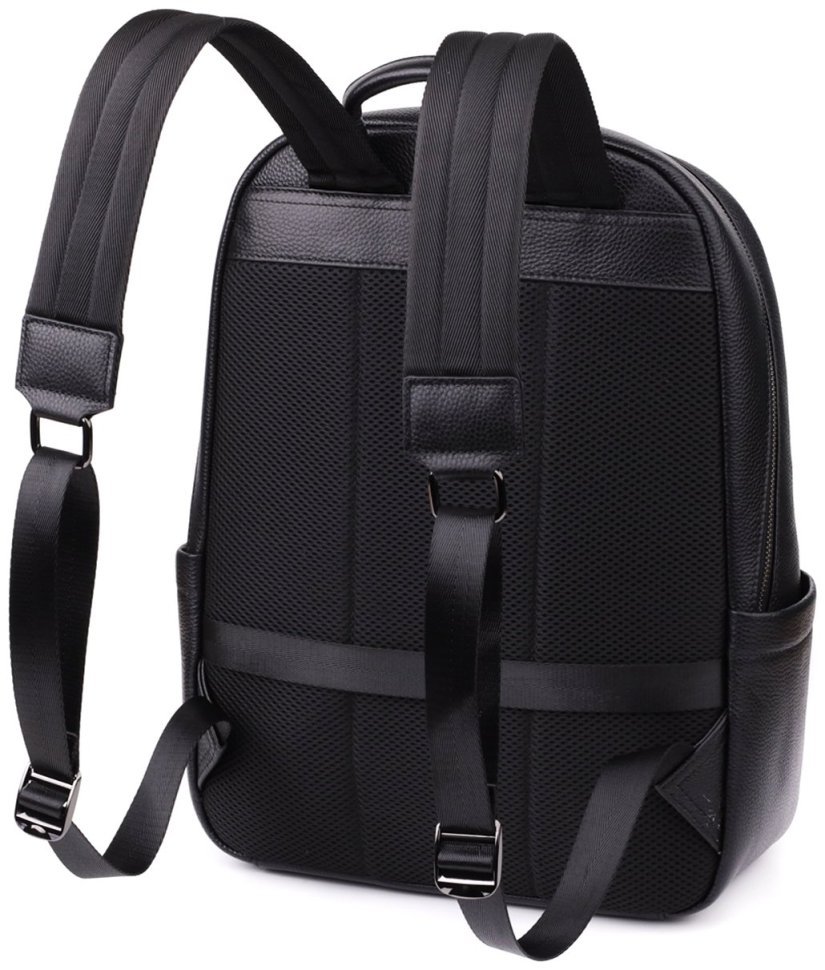 Городской мужской рюкзак из натуральной фактурной кожи черного цвета Vintage 97835 modnotak фото №2