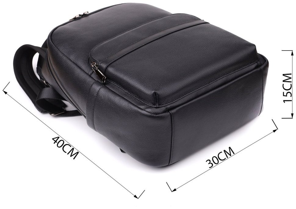 Городской мужской рюкзак из натуральной фактурной кожи черного цвета Vintage 97835 modnotak фото №3