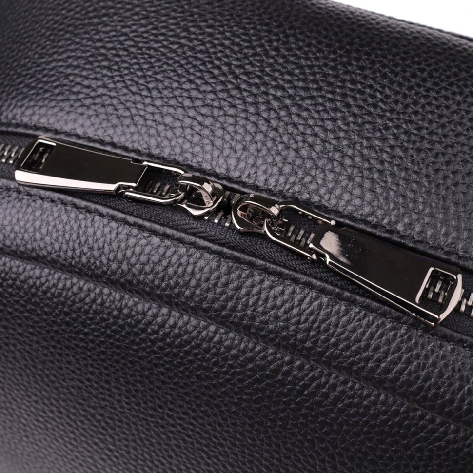 Городской мужской рюкзак из натуральной фактурной кожи черного цвета Vintage 97835 modnotak фото №5