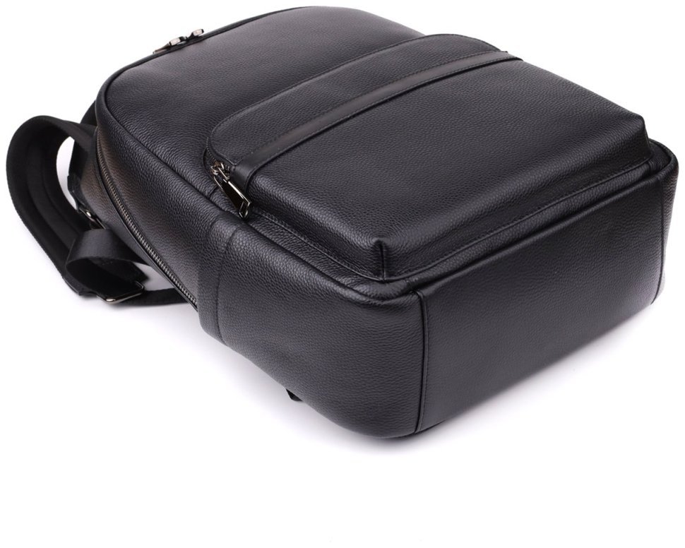 Городской мужской рюкзак из натуральной фактурной кожи черного цвета Vintage 97835 modnotak фото №6