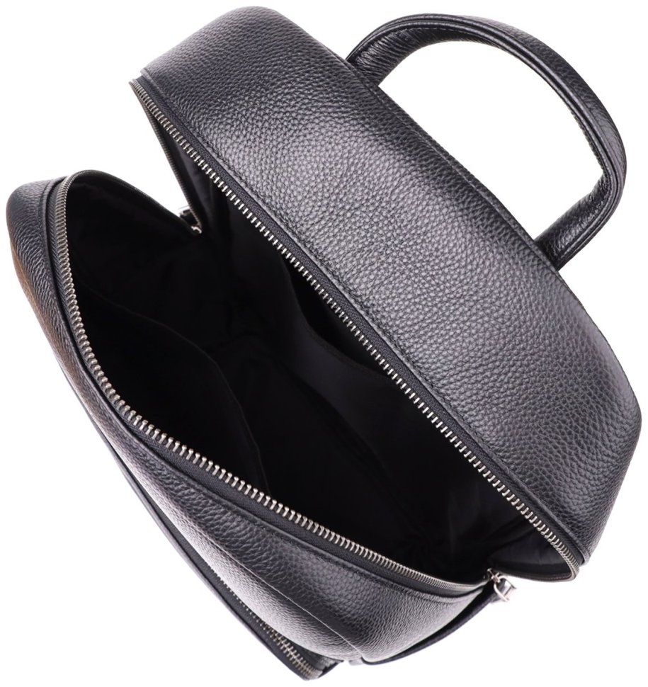 Городской мужской рюкзак из натуральной фактурной кожи черного цвета Vintage 97835 modnotak фото №7