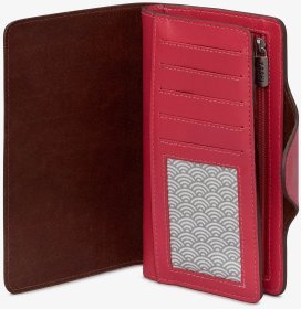 Вместительный женский кошелек из натуральной гладкой кожи на кнопке Yoshi Y1311 розового цвета 107935