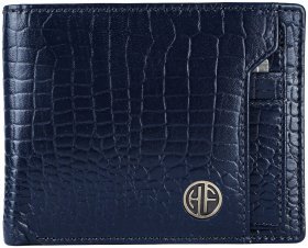 Гаманець зі знімним блоком для чоловіків зі шкіри з фактурою під крокодила Hammonds Flycatcher HF577 синього кольору 108035