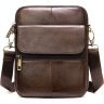 Кожаная коричневая сумка-планшет компактного размера Vintage (14990) - 1