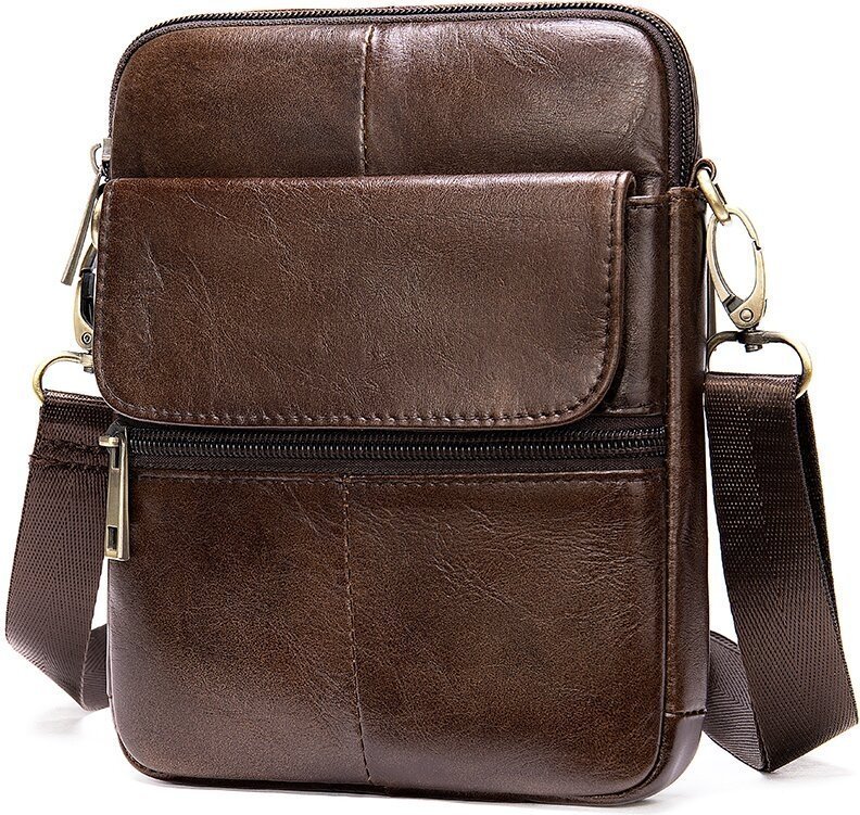 Шкіряна коричнева сумка-планшет компактного розміру Vintage (14990)