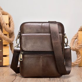 Шкіряна коричнева сумка-планшет компактного розміру Vintage (14990)