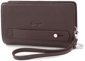 Вместительный кожаный клатч на две молнии KARYA (12413)