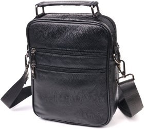 Мужская кожаная сумка-барсетка черного цвета с ручкой Vintage 2421271