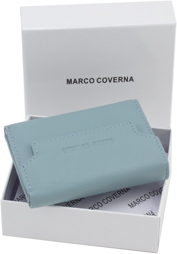 Блакитний жіночий гаманець маленького розміру з натуральної шкіри Marco Coverna 68635