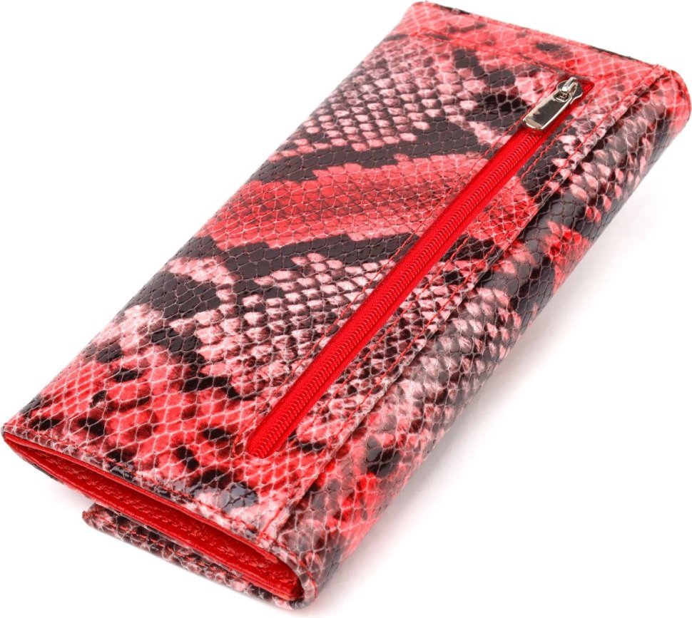 Довгий різнокольоровий гаманець жіночий з натуральної шкіри з тисненням під змію CANPELLINI (2421627)