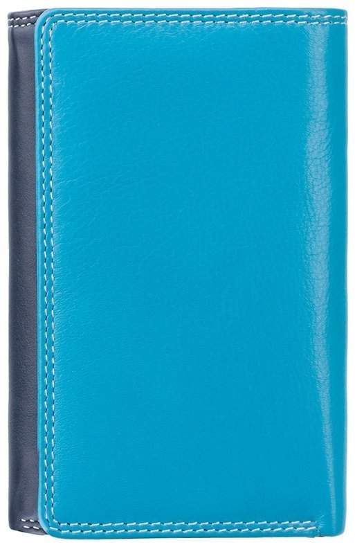 Синий женский кошелек из натуральной кожи на кнопке с RFID - Visconti Bora 68835