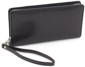 Дорожній гаманець з натуральної шкіри чорного кольору з ремінцем на зап'ястя Visconti 68935