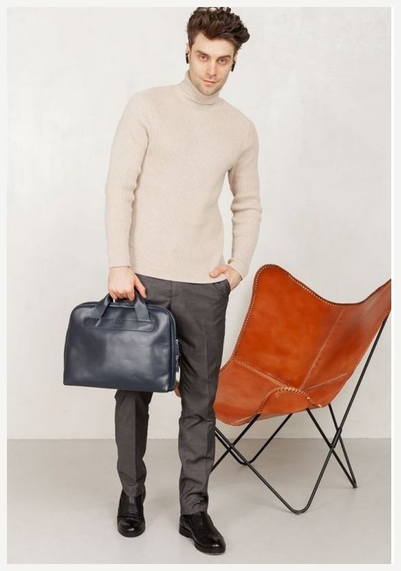 Темно-синяя деловая мужская сумка из высококачественной кожи BlankNote Briefcase 78935 фото №3 Темно-синяя деловая мужская сумка из высококачественной кожи BlankNote Briefcase 78935 modnotak фото №3