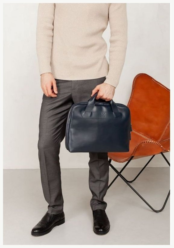 Темно-синяя деловая мужская сумка из высококачественной кожи BlankNote Briefcase 78935 фото №4 Темно-синяя деловая мужская сумка из высококачественной кожи BlankNote Briefcase 78935 modnotak фото №4