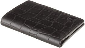 Тонкое черное мужское портмоне из натуральной кожи с тиснением под крокодила Visconti Caiman 69035
