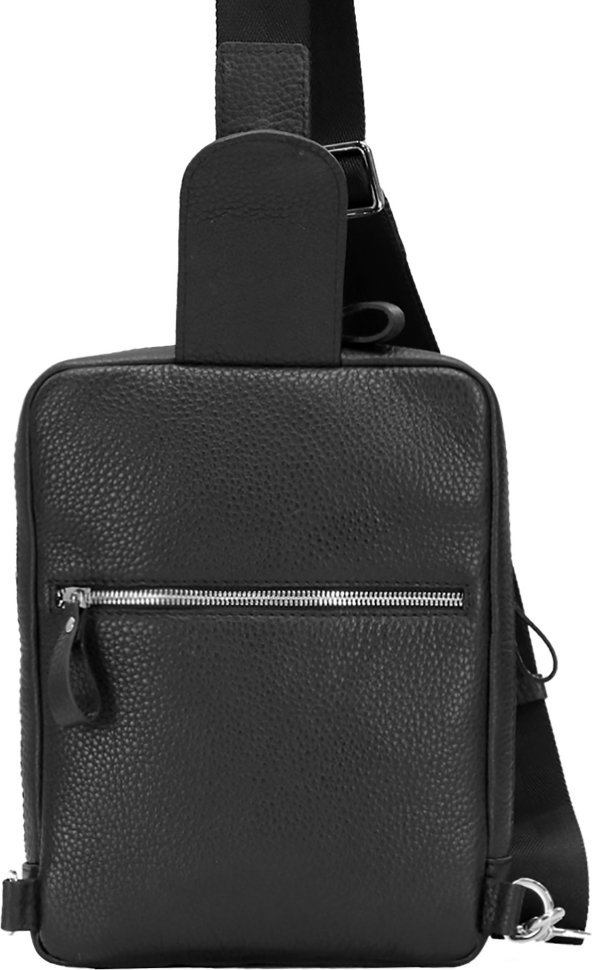 Маленькая мужская сумка-рюкзак из натуральной кожи в черном цвете Issa Hara (27067)