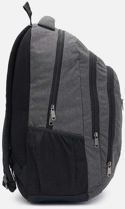 Чоловічий рюкзак великого розміру із сірого поліестеру на три блискавки Aoking (59135)