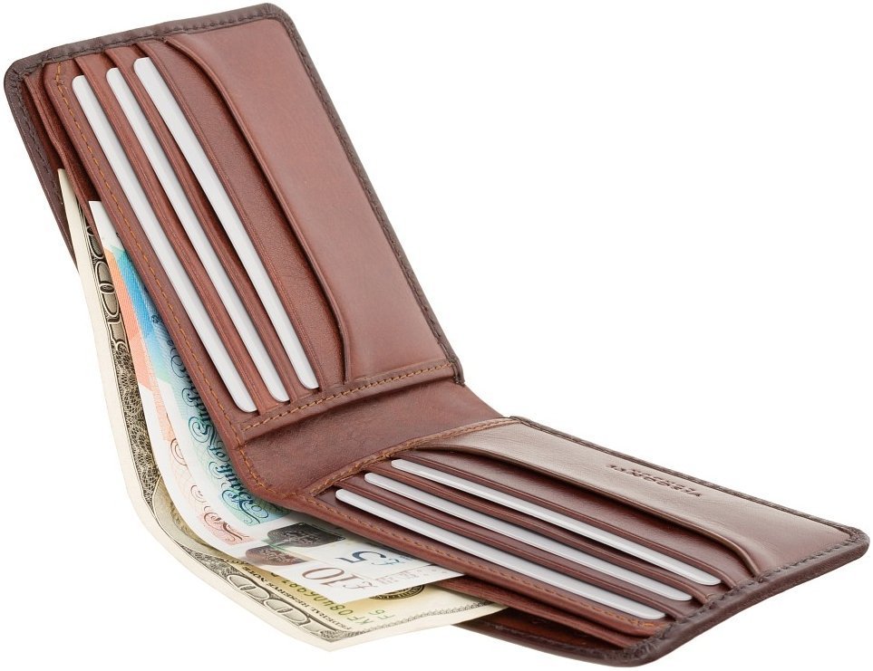 Мужское портмоне из коричневой кожи под купюры и карты Visconti Milo 69135
