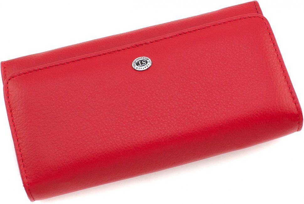Великий червоний жіночий гаманець з фактурної шкіри ST Leather (15350)