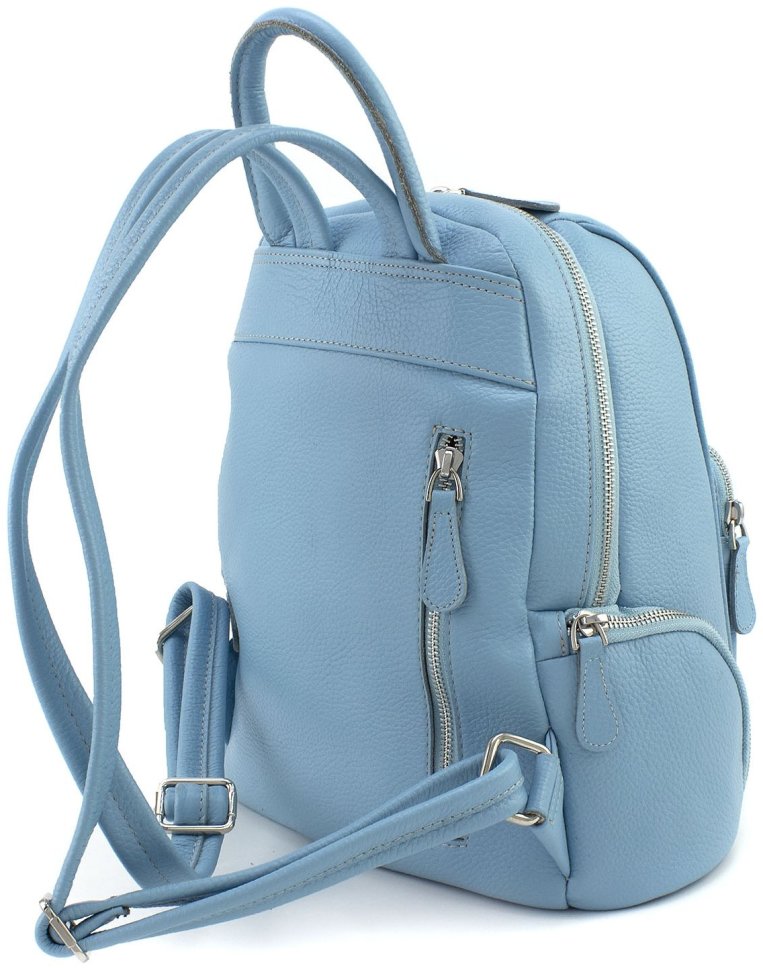 Блакитний жіночий рюкзак великого розміру з натуральної шкіри KARYA 69735