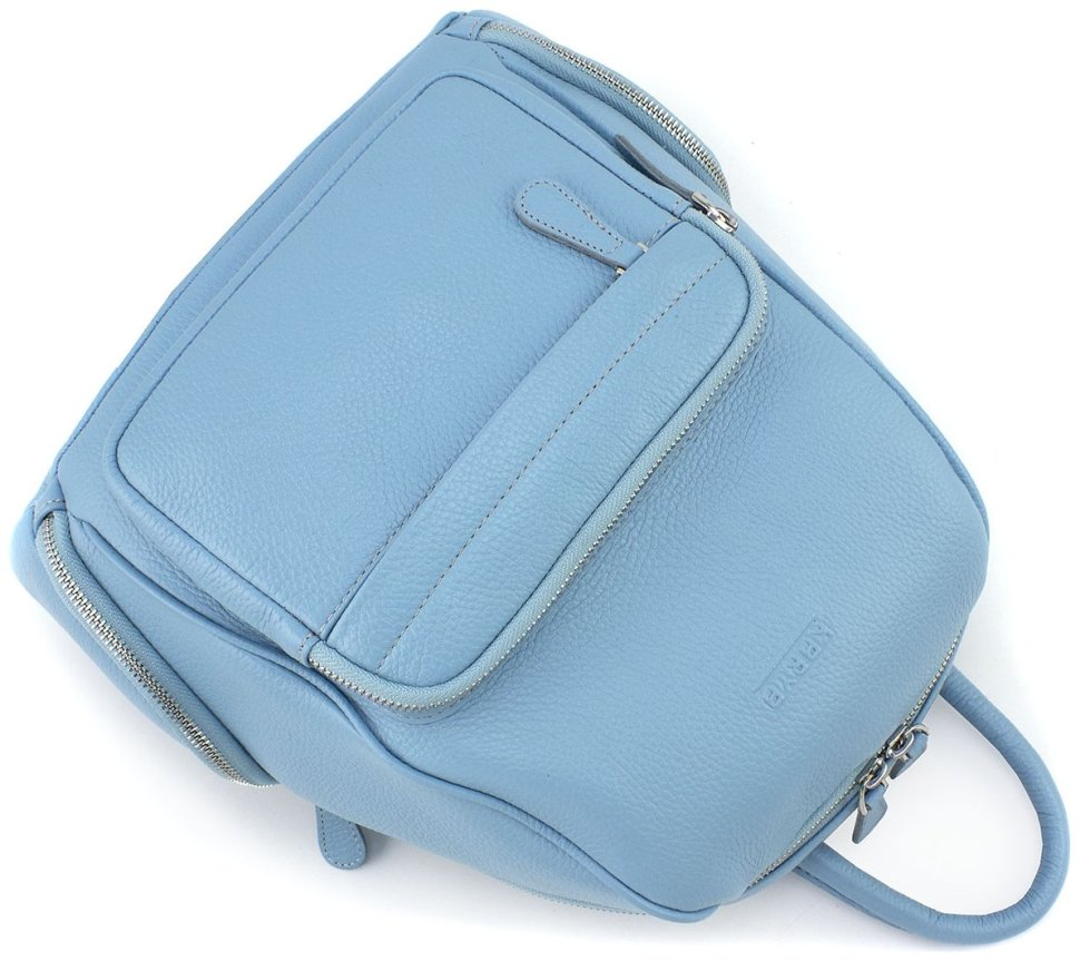 Блакитний жіночий рюкзак великого розміру з натуральної шкіри KARYA 69735