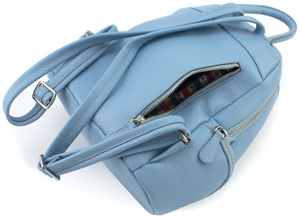 Голубой женский рюкзак большого размера из натуральной кожи KARYA 69735