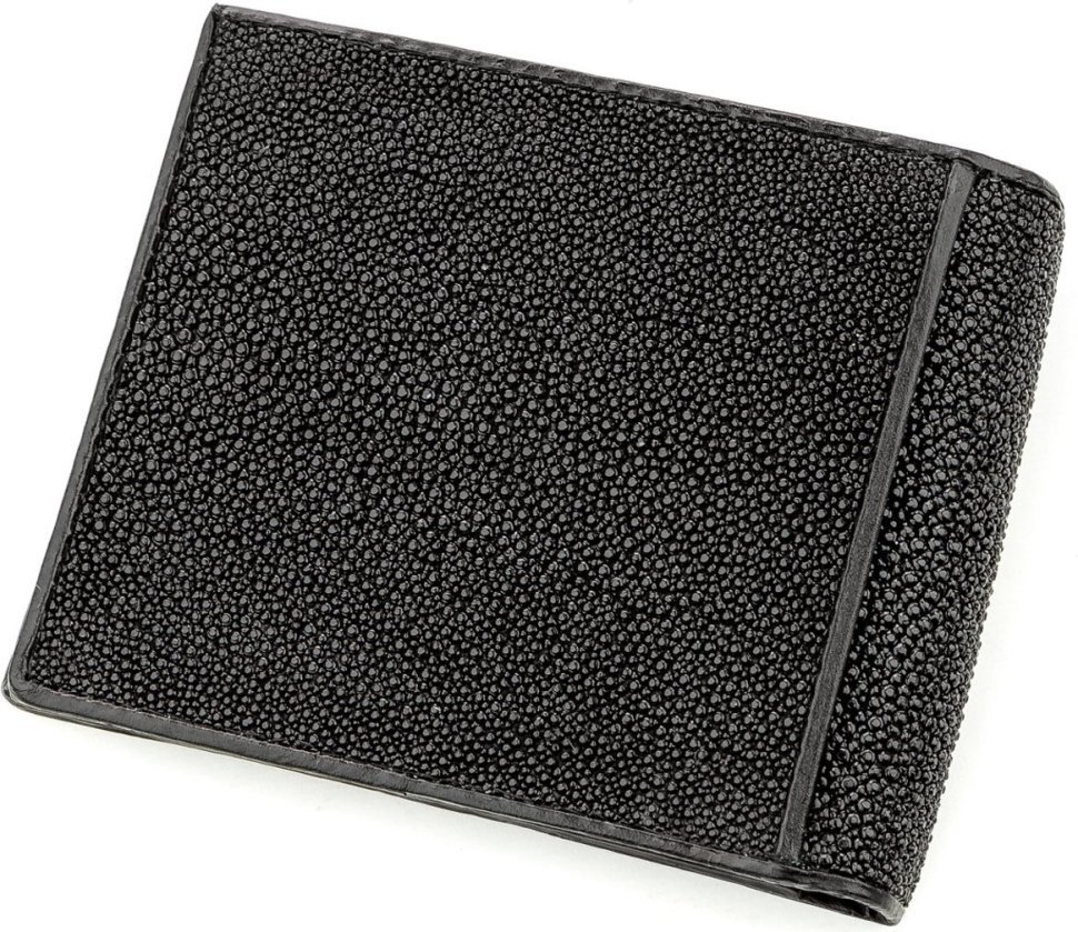 Черное портмоне из кожи морского ската STINGRAY LEATHER (024-18562)