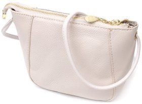 Жіноча сумка невеликого розміру з натуральної білої шкіри через плече Vintage 2422299
