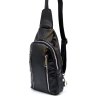 Черная сумка-слинг из натуральной гладкой кожи на молниевой застежке TARWA (21656) - 1