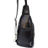 Черная сумка-слинг из натуральной гладкой кожи на молниевой застежке TARWA (21656) - 5