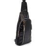 Черная сумка-слинг из натуральной гладкой кожи на молниевой застежке TARWA (21656) - 6
